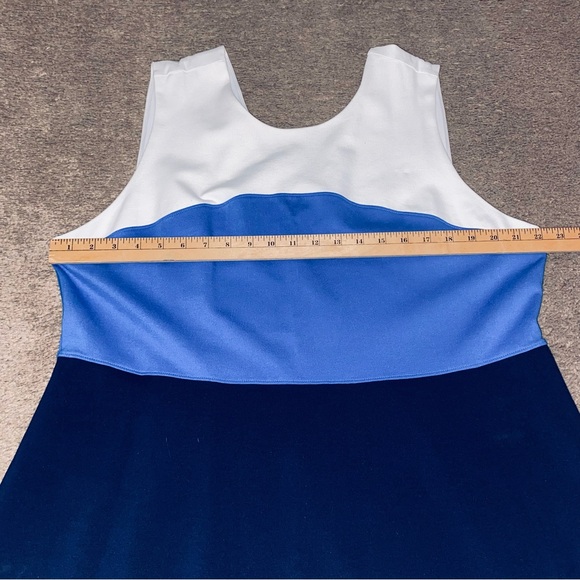 Lands End Women's Color Block Dress Pockets Coastal Grandma Preppy - Picture 2 of 5